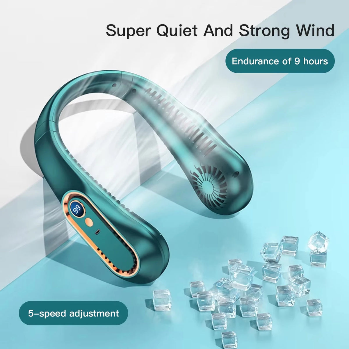 Digital Display Portable Neck Fan