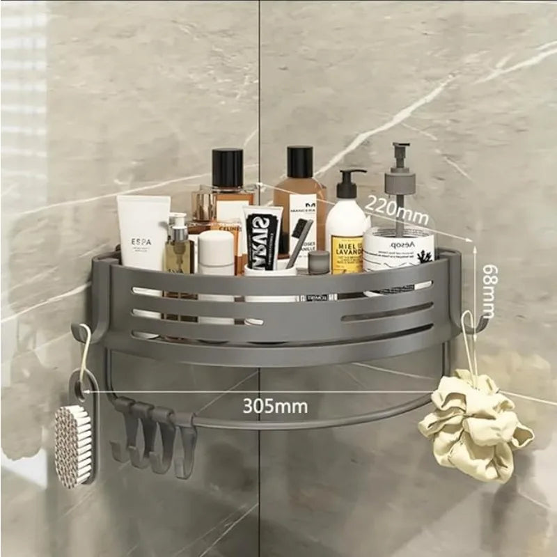 Corner Shower Caddy Adhesive Drilling Installation Options Upgraded Rustproof Alumminum Spacious Bathroom Organizer Matt Black