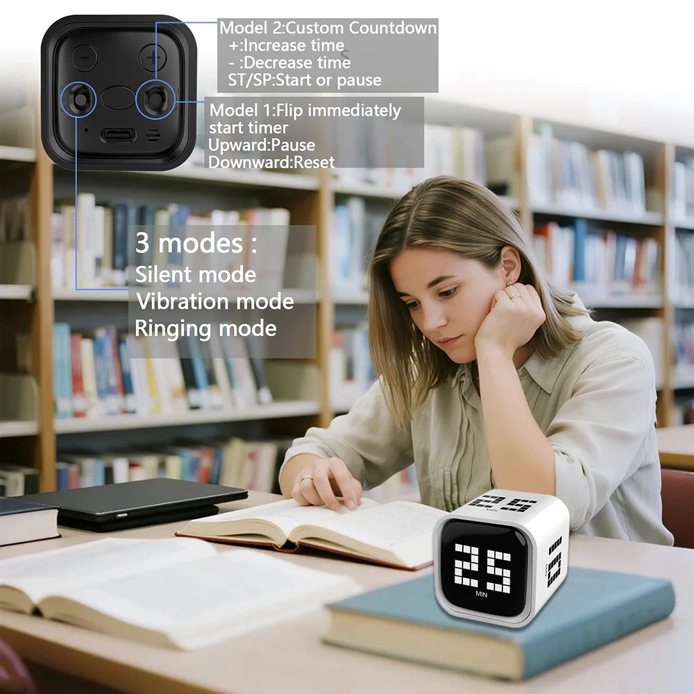 Adjustable Pomodoro Cube Countdown Timer