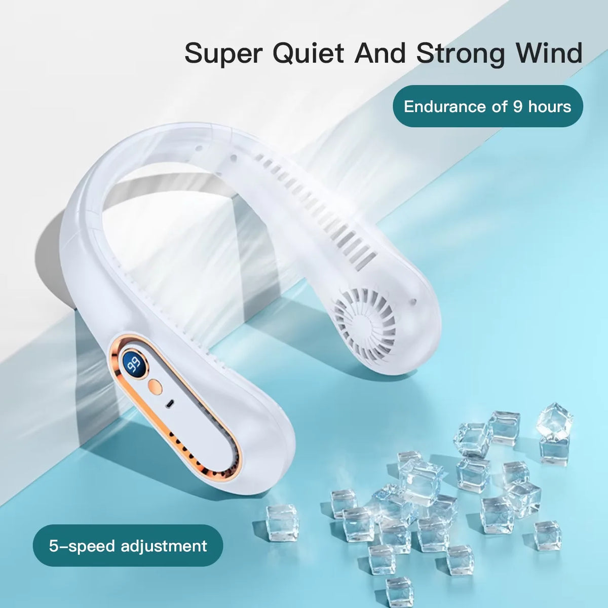 Digital Display Portable Neck Fan