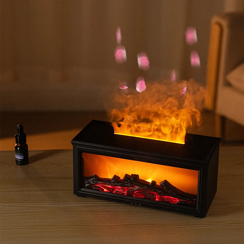 7 colors of essential oil fireplace diffuser mini flame aromatherapy fireplace humidifier aromatherapy oil diffuser AG-HY05