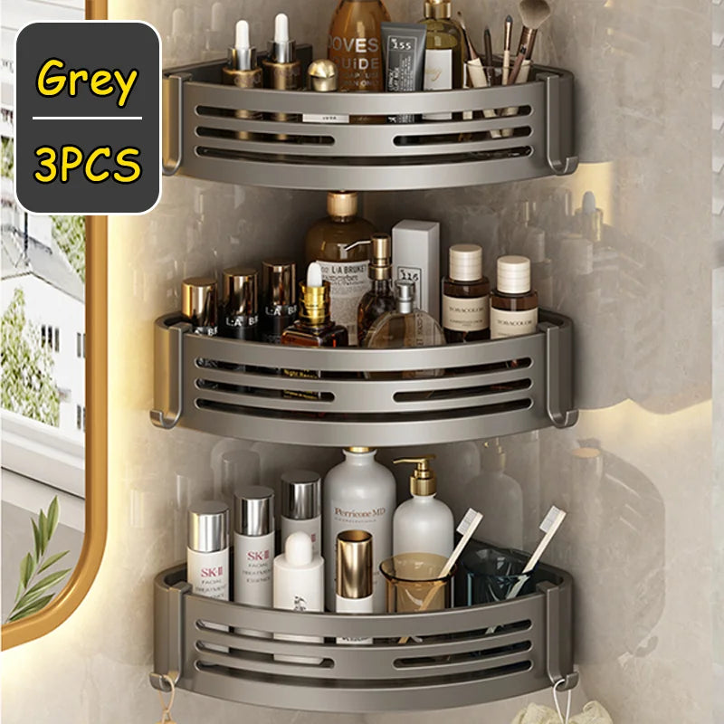 Corner Shower Caddy Adhesive Drilling Installation Options Upgraded Rustproof Alumminum Spacious Bathroom Organizer Matt Black