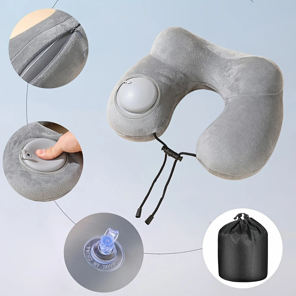 Inflatable Double-Hump Travel Neck Pillow