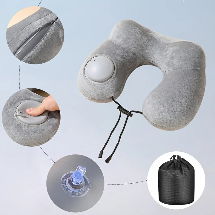 Inflatable Double-Hump Travel Neck Pillow