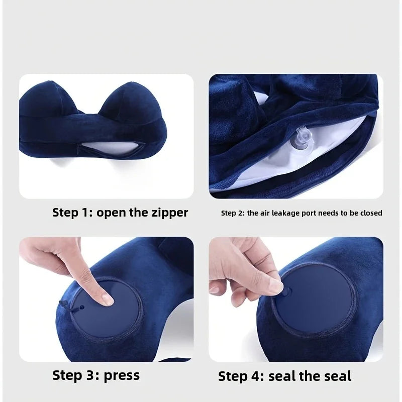 Inflatable Double-Hump Travel Neck Pillow