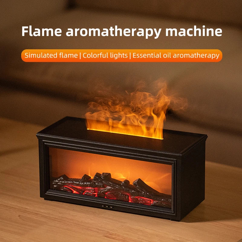 7 colors of essential oil fireplace diffuser mini flame aromatherapy fireplace humidifier aromatherapy oil diffuser AG-HY05