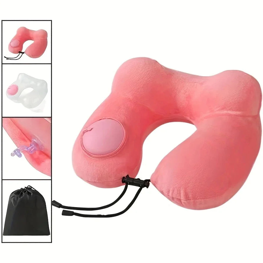 Inflatable Double-Hump Travel Neck Pillow