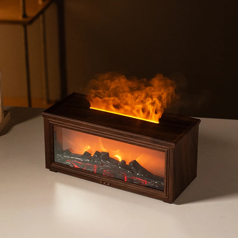 7 colors of essential oil fireplace diffuser mini flame aromatherapy fireplace humidifier aromatherapy oil diffuser AG-HY05