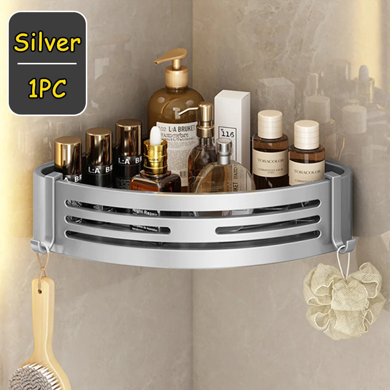 Corner Shower Caddy Adhesive Drilling Installation Options Upgraded Rustproof Alumminum Spacious Bathroom Organizer Matt Black