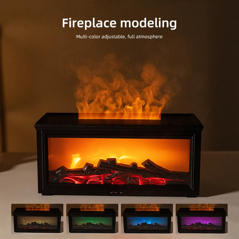 7 colors of essential oil fireplace diffuser mini flame aromatherapy fireplace humidifier aromatherapy oil diffuser AG-HY05