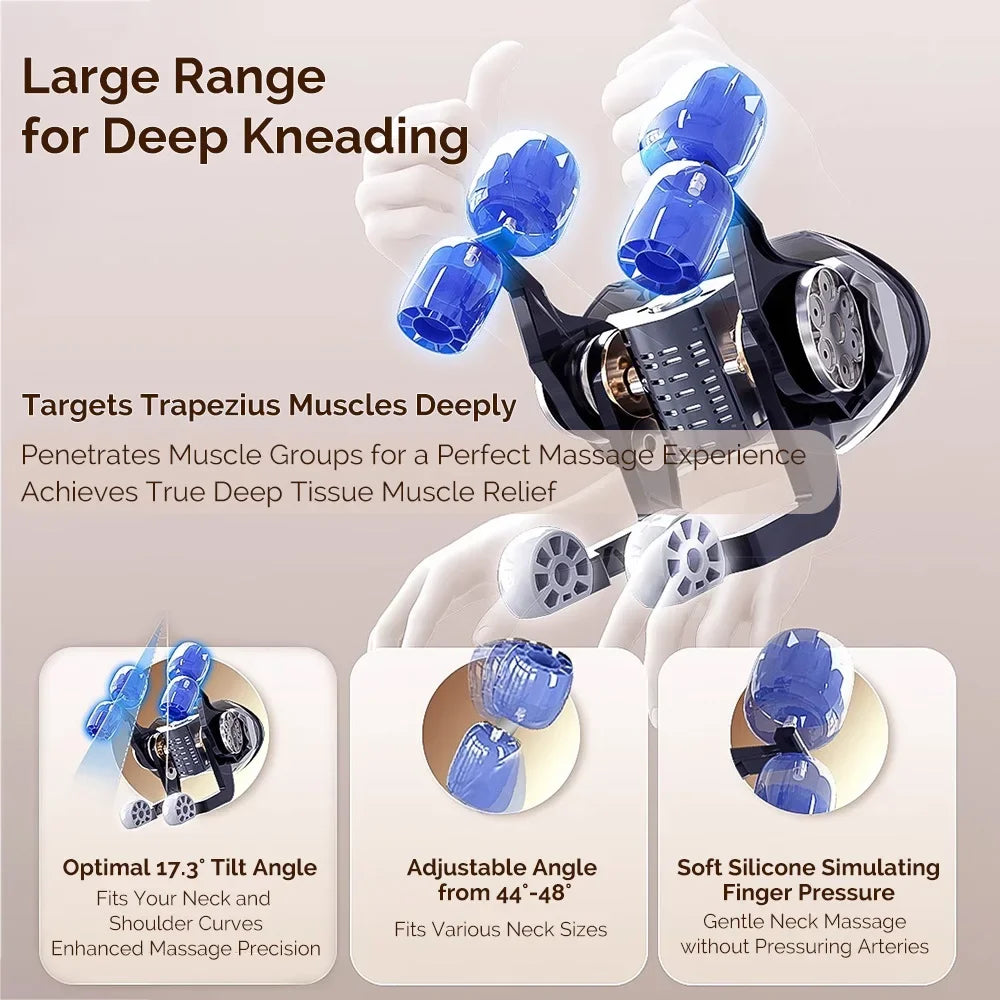 Foreverlily 26W Brushless Motor Neck And Shoulder Massager Wireless Shoulder And Back Kneading Massage Shawl Neck masajeador