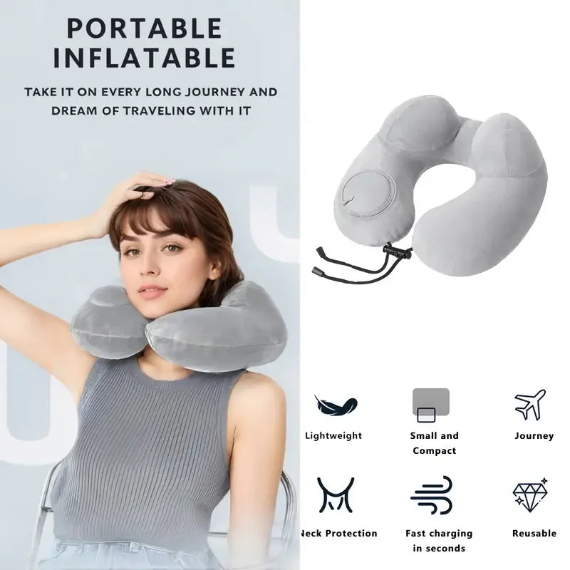 Inflatable Double-Hump Travel Neck Pillow