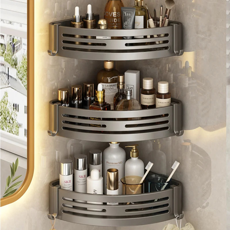 Corner Shower Caddy Adhesive Drilling Installation Options Upgraded Rustproof Alumminum Spacious Bathroom Organizer Matt Black