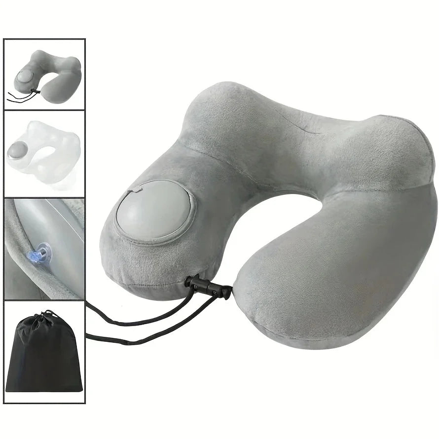 Inflatable Double-Hump Travel Neck Pillow