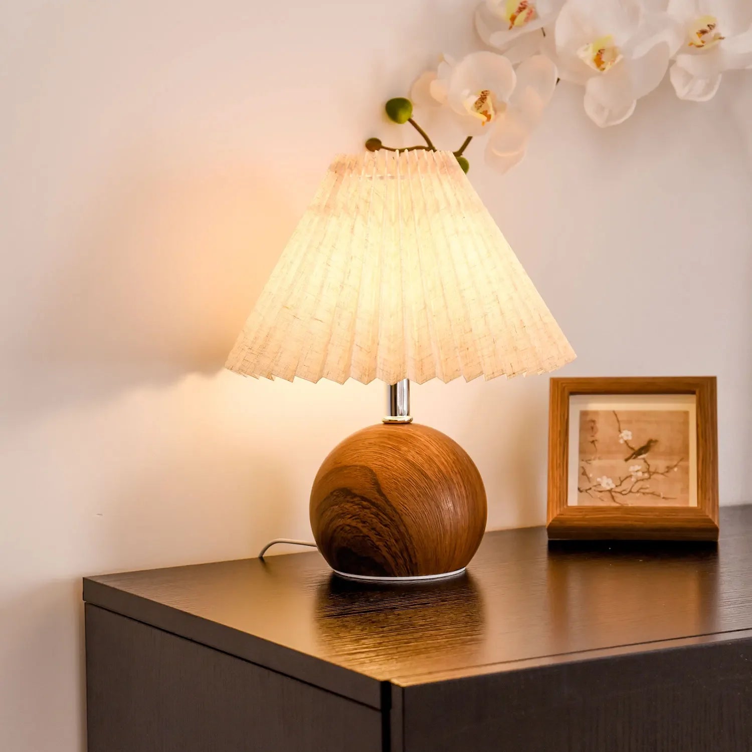 LED Table Lamp Nordic Pleated Fabric Tricolour Light US/EU /USB Living Room Home Bedroom Atmosphere Decoration LED Night Light