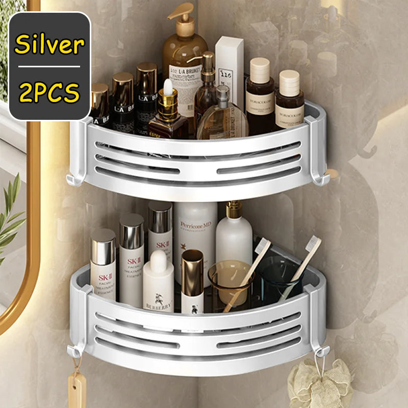 Corner Shower Caddy Adhesive Drilling Installation Options Upgraded Rustproof Alumminum Spacious Bathroom Organizer Matt Black