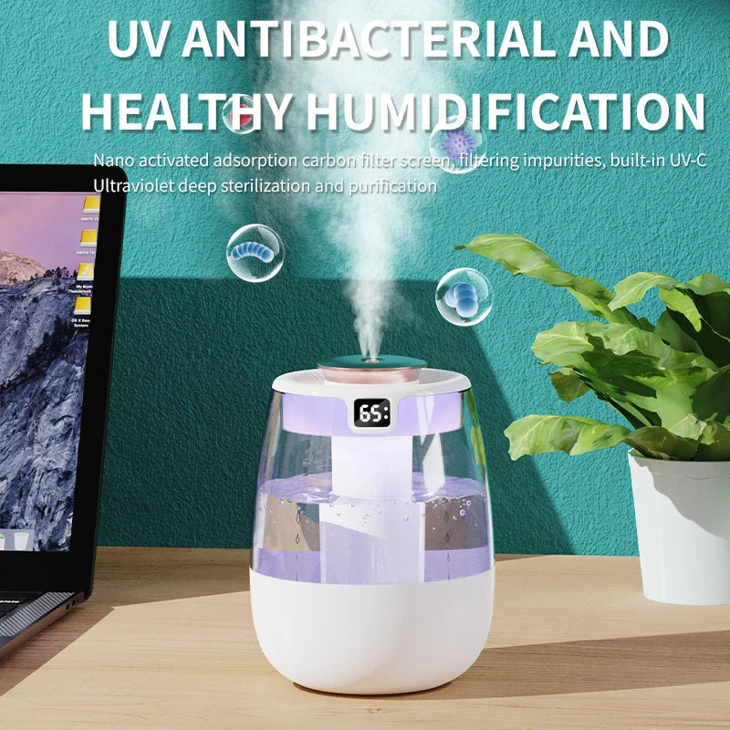 Double spray large capacity multi-color humidifier household bedroom office gift desktop ornament large fog volume number humidi