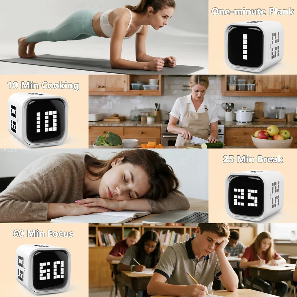 Adjustable Pomodoro Cube Countdown Timer