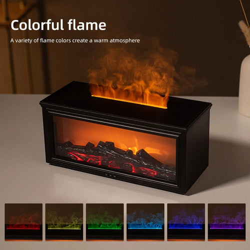 7 colors of essential oil fireplace diffuser mini flame aromatherapy fireplace humidifier aromatherapy oil diffuser AG-HY05