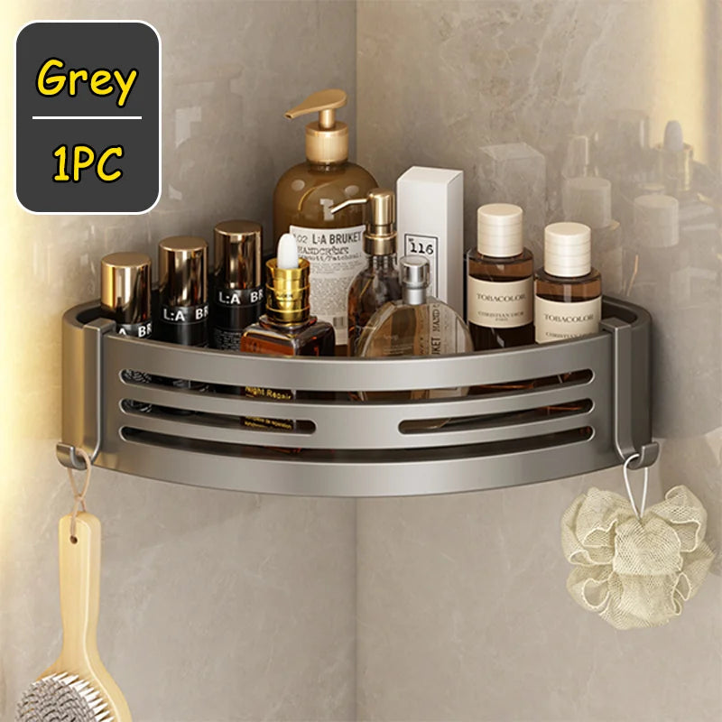 Corner Shower Caddy Adhesive Drilling Installation Options Upgraded Rustproof Alumminum Spacious Bathroom Organizer Matt Black