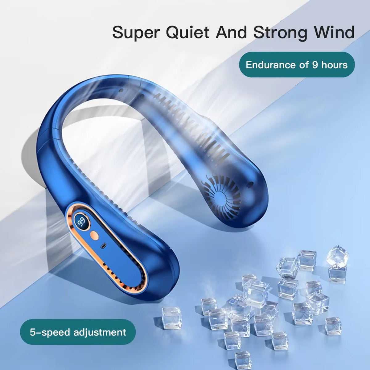 Digital Display Portable Neck Fan