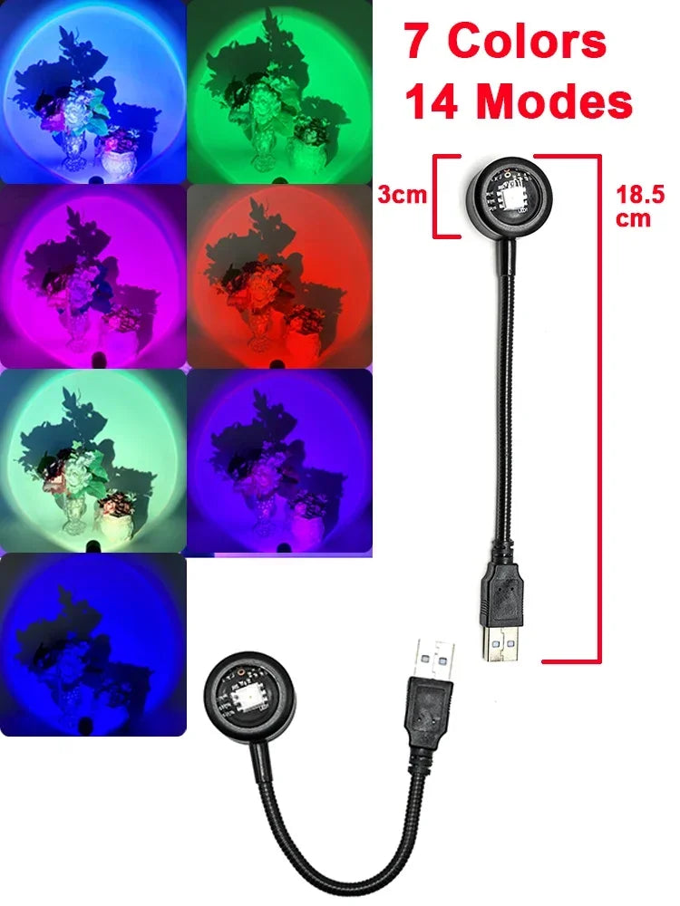 USB Sunset Projection Mood Lamp