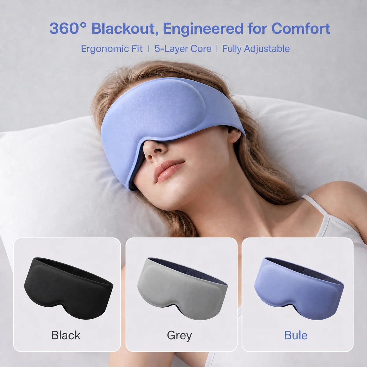 3D Weighted Eye Mask, 3D Breathable Soft Comfortable Eye Mask for Sleeping, Light Blocking, Microgravity Alleviates Eye Fatigue