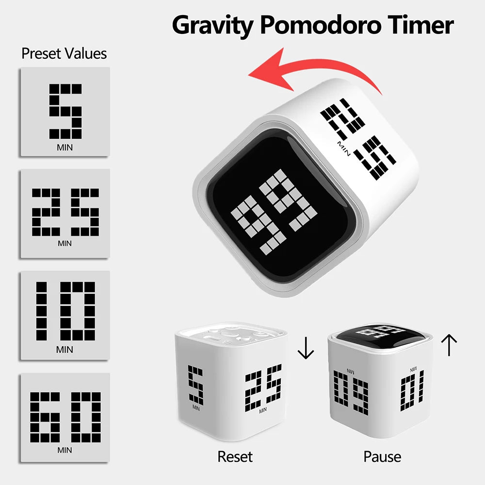 Adjustable Pomodoro Cube Countdown Timer