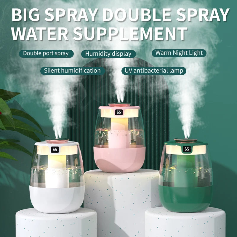 Double spray large capacity multi-color humidifier household bedroom office gift desktop ornament large fog volume number humidi