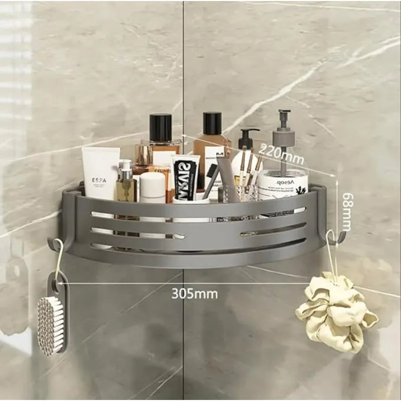 Corner Shower Caddy Adhesive Drilling Installation Options Upgraded Rustproof Alumminum Spacious Bathroom Organizer Matt Black