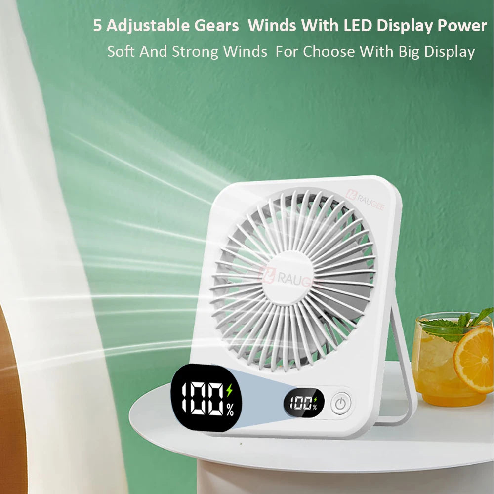 Rechargeable Five-Speed Portable Desk Fan