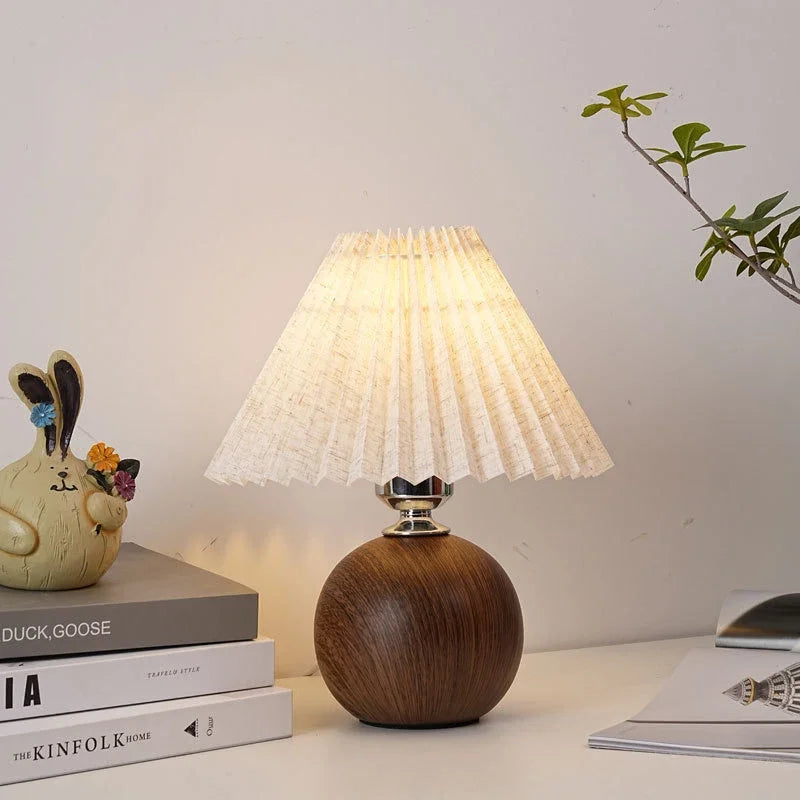 LED Table Lamp Nordic Pleated Fabric Tricolour Light US/EU /USB Living Room Home Bedroom Atmosphere Decoration LED Night Light